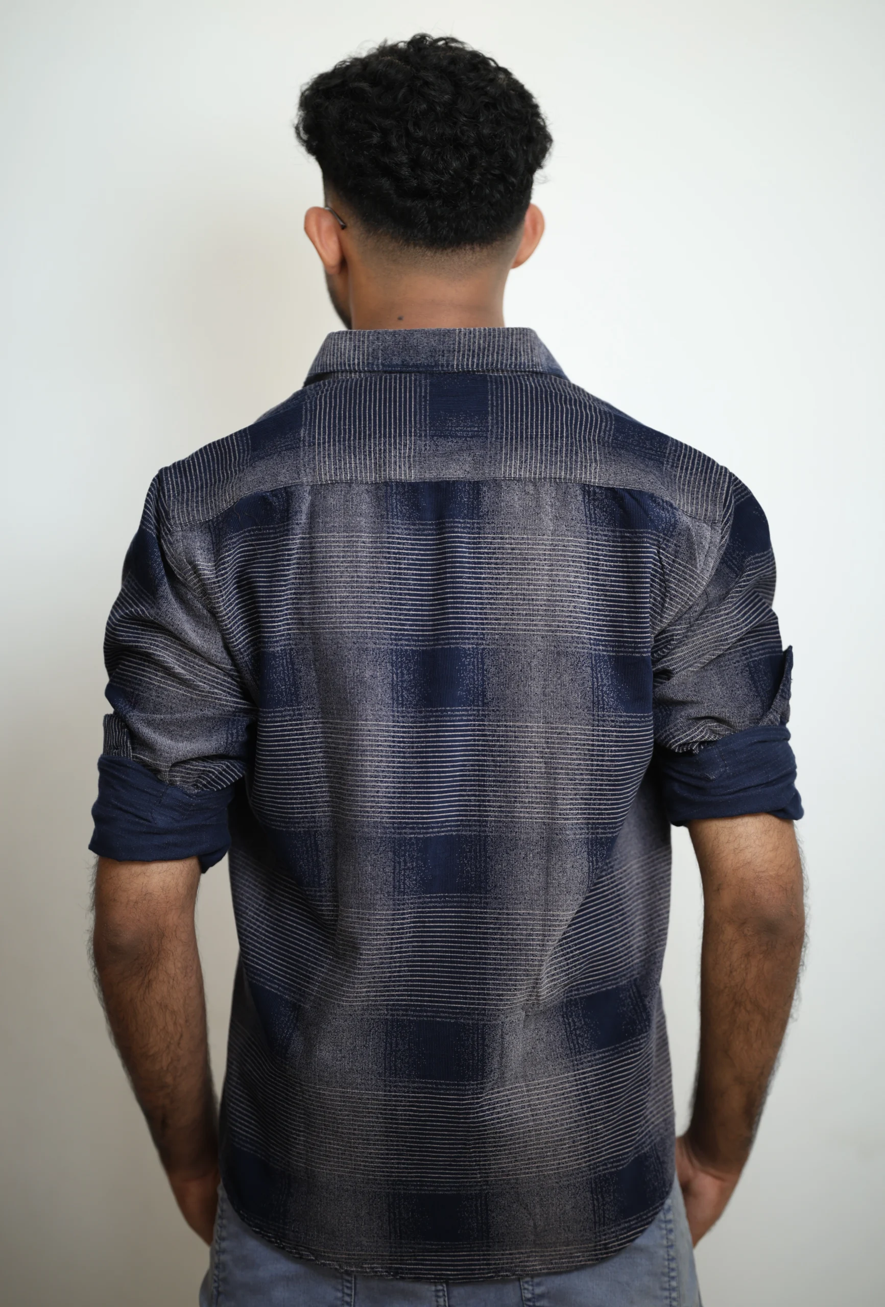 Corduroy Indigo Check Shirt - Image 2